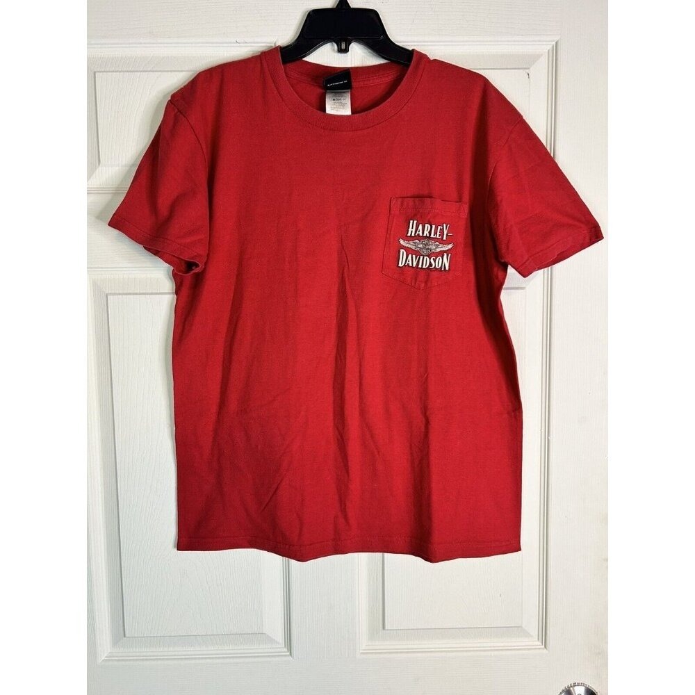 Harley-Davidson Las Vegas NV Mens L Red Pocket Front‎ Back Graphic Tee